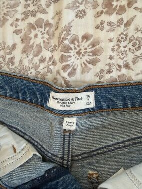 Abercrombie & Fitch Light Blue Mid Rise Mom Jean Shorts